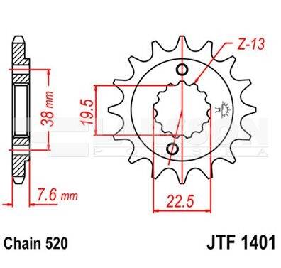 ZĘBATKA PRZÓD S LTR450 LTZ400  1401-14 rozm.520