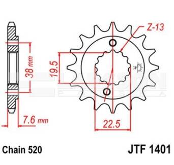 ZĘBATKA PRZÓD S LTR450 LTZ400  1401-14 rozm.520