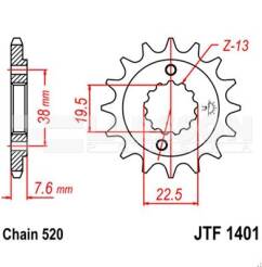 ZĘBATKA PRZÓD JTF401.14, 14Z rozm. 520 KFX400, LTR