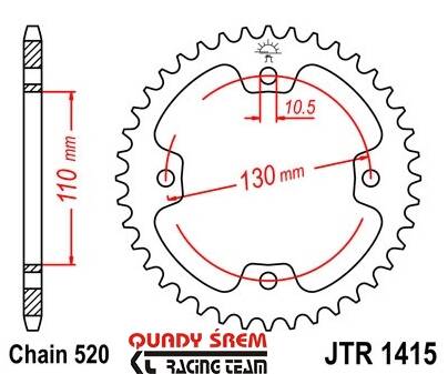 ZĘBATKA TYŁ JTR1415.38  KAWASAKI KFX 450  rozm.520