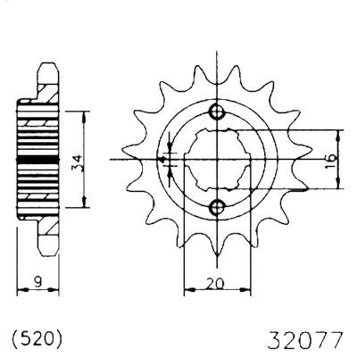 ZĘBATKA PRZÓD Y BLASTER   50-32077-14 rozm.520