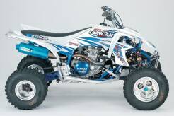 NAKLEJKI + POKROWIEC YFZ450 DR/ONE WHITE/BLUE prom