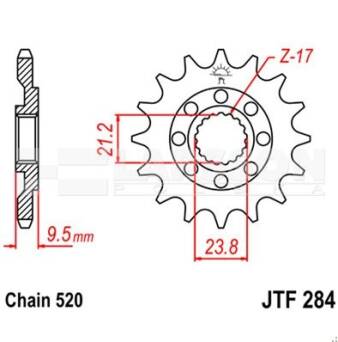 ZĘBATKA PRZÓD JTF284.14 rozm.520 H TRX450 